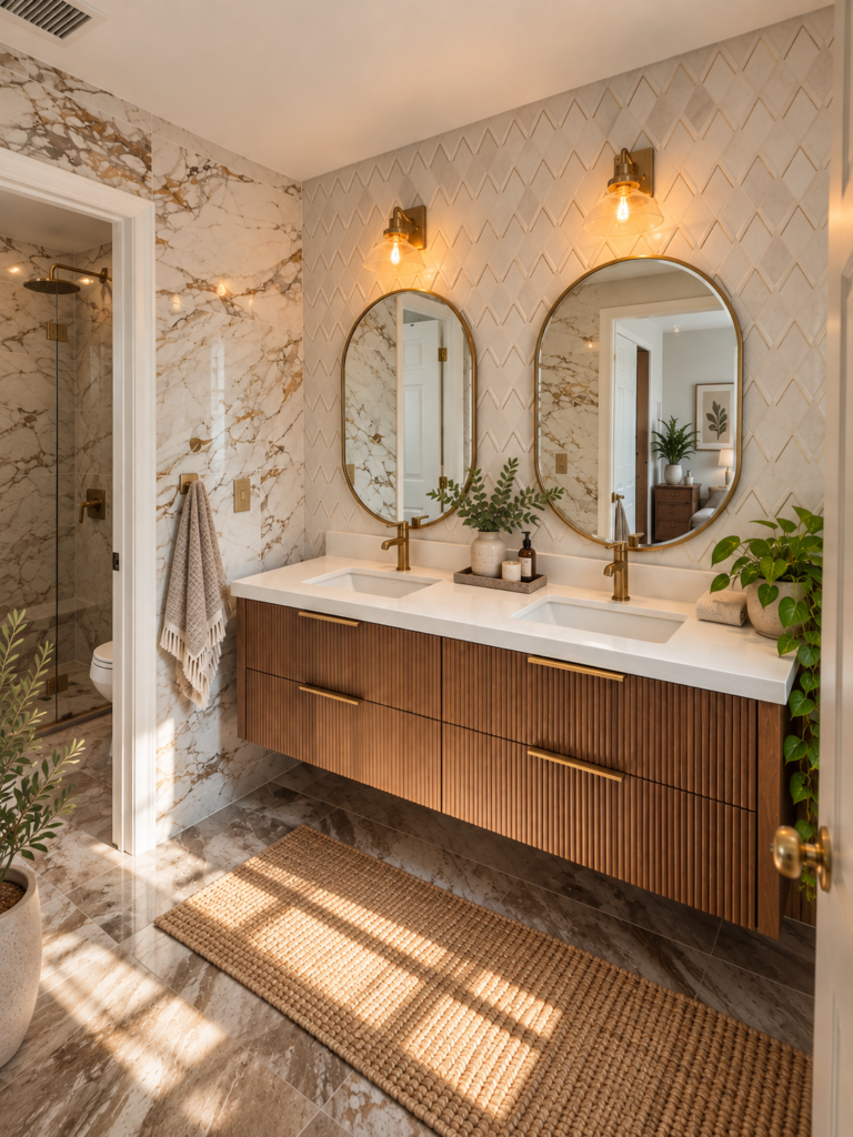 Modern luxury bathroom remodel with floating vanity